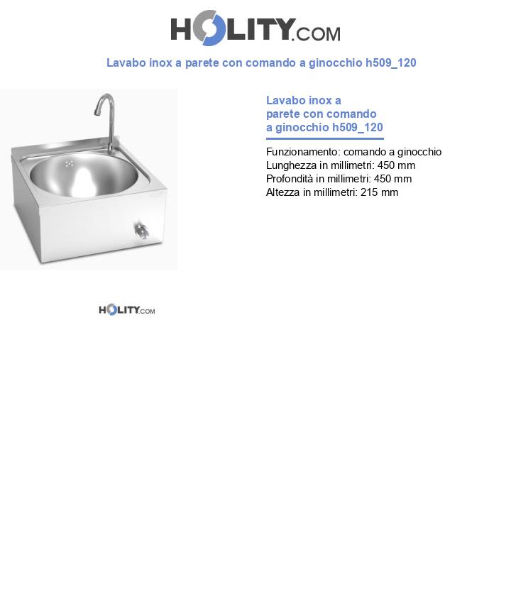 Lavabo inox a parete con comando a ginocchio h509_120