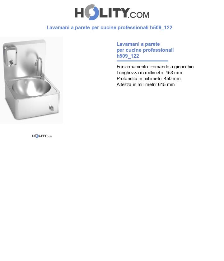 Lavamani a parete per cucine professionali h509_122