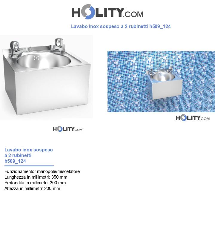 Lavabo inox sospeso a 2 rubinetti h509_124
