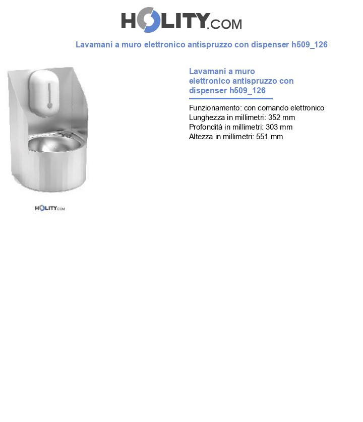Lavamani a muro elettronico antispruzzo con dispenser h509_126