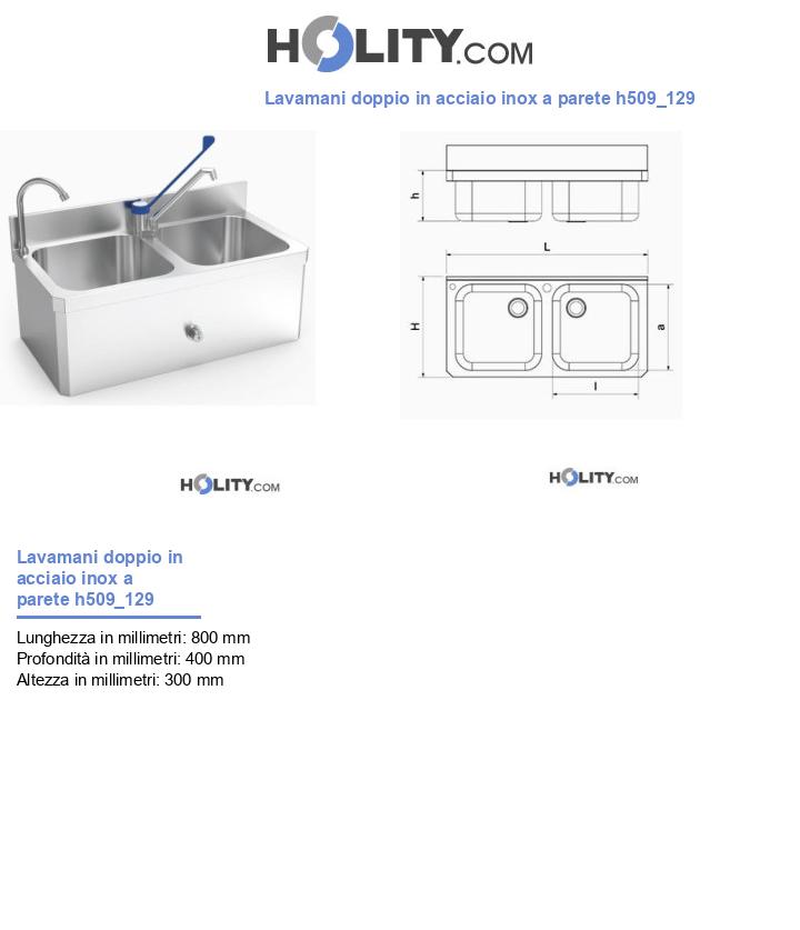 Lavamani doppio in acciaio inox a parete h509_129