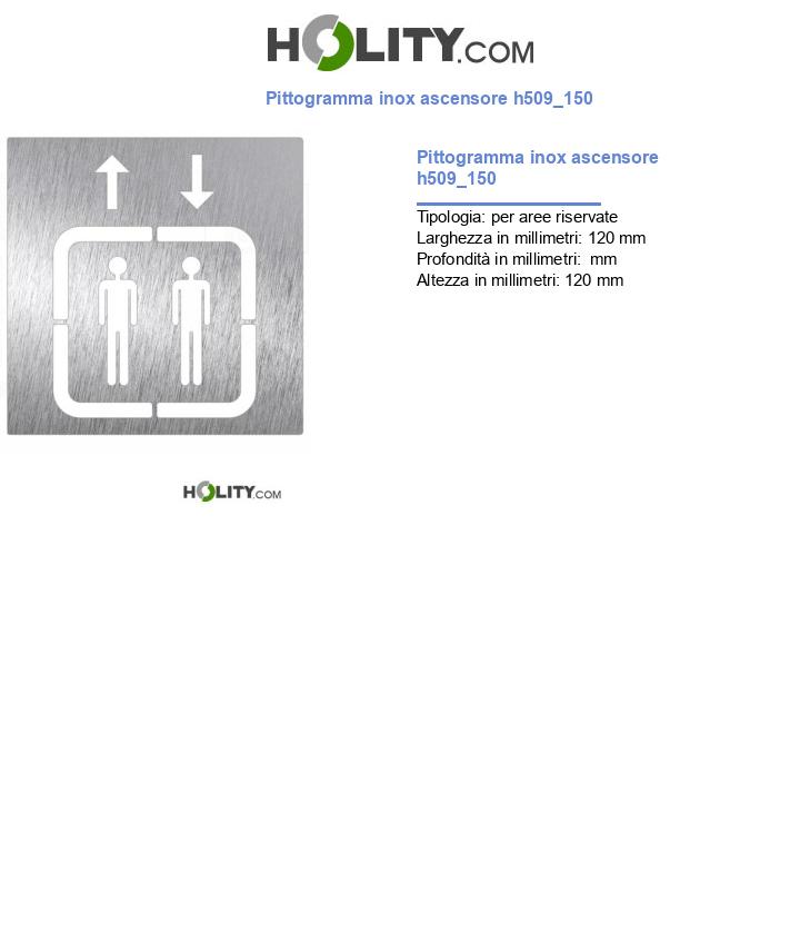 Pittogramma inox ascensore h509_150