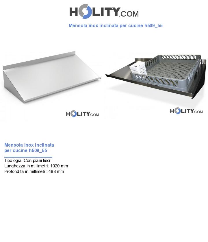 Mensola inox inclinata per cucine h509_55