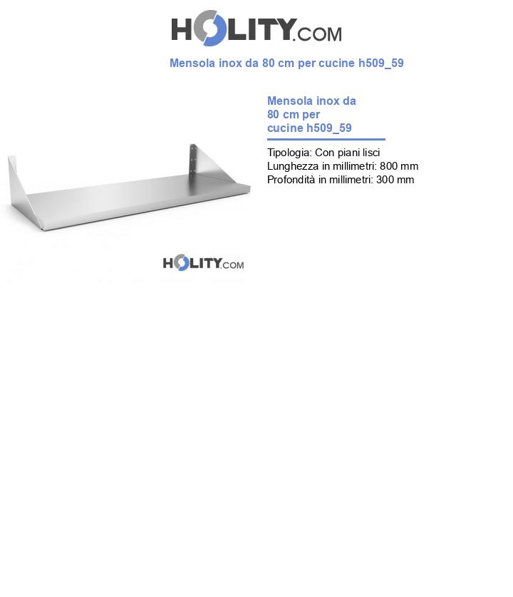 Mensola inox da 80 cm per cucine h509_59