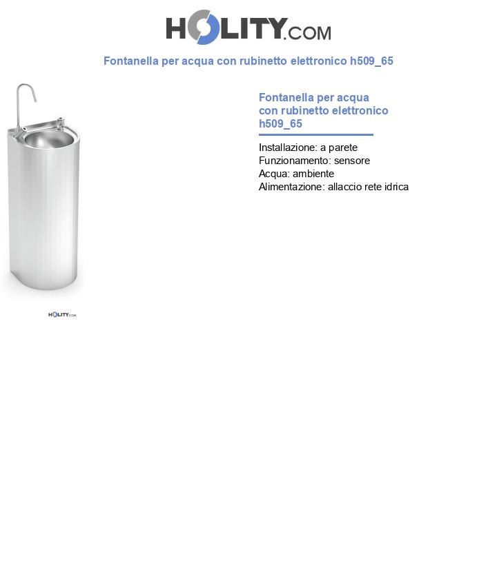 Fontanella per acqua con rubinetto elettronico h509_65