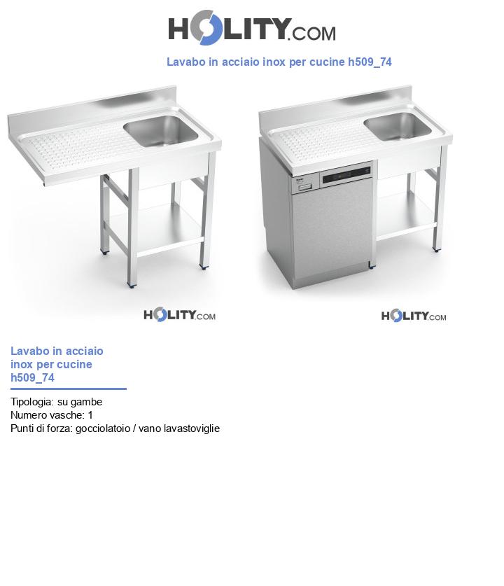 Lavabo in acciaio inox per cucine h509_74