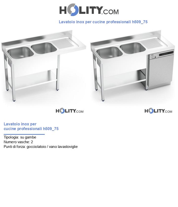 Lavatoio inox per cucine professionali h509_75