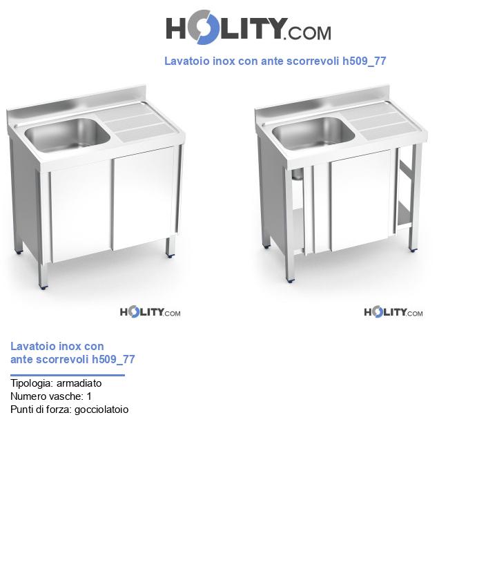 Lavatoio inox con ante scorrevoli h509_77