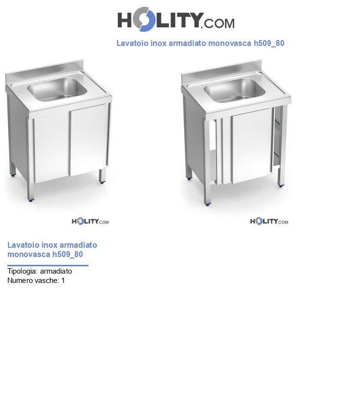 Lavatoio inox armadiato monovasca h509_80