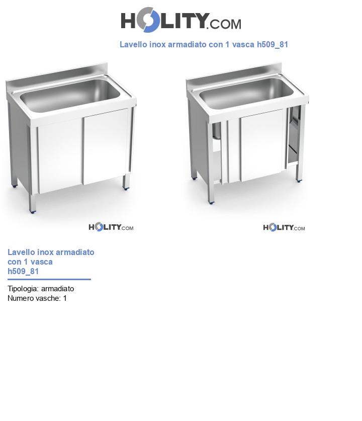 Lavello inox armadiato con 1 vasca h509_81