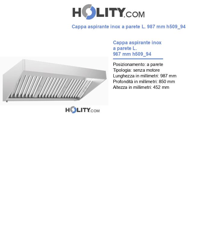 Cappa aspirante inox a parete L. 987 mm h509_94