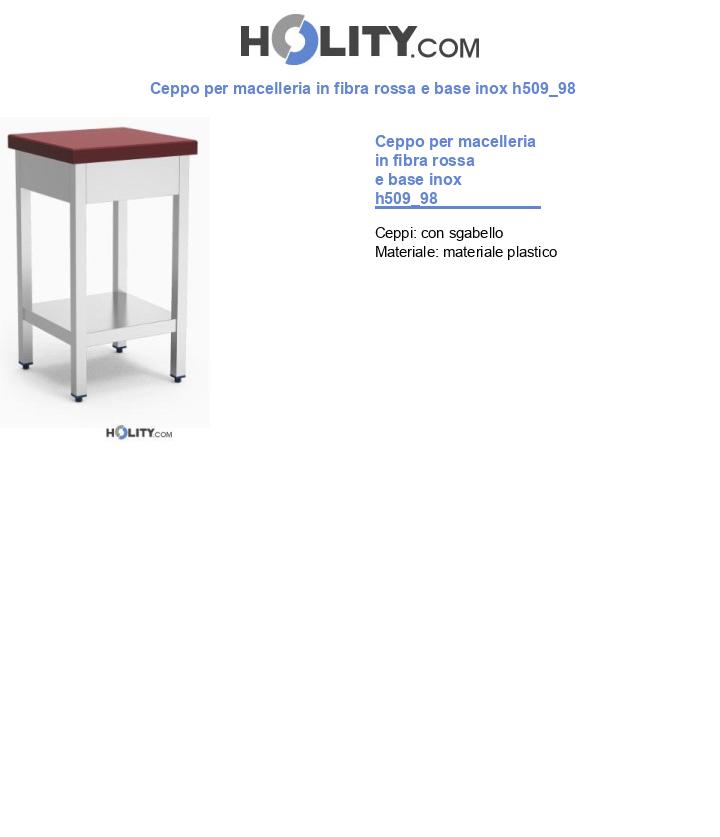 Ceppo per macelleria in fibra rossa e base inox h509_98