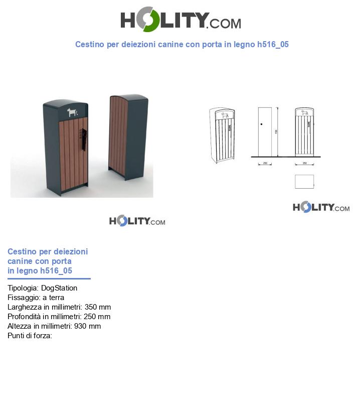 Cestino per deiezioni canine con porta in legno h516_05