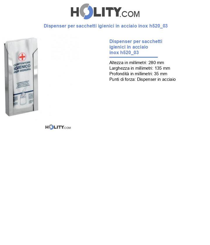 Dispenser per sacchetti igienici in acciaio inox h520_03