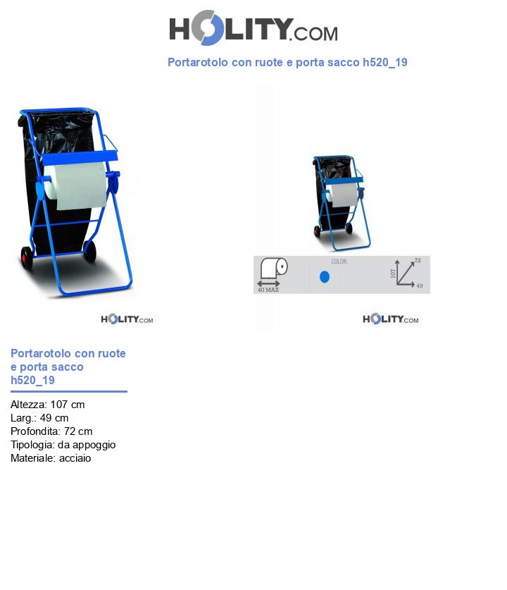 Portarotolo con ruote e porta sacco h520_19