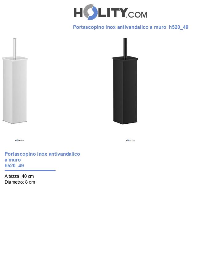 Portascopino inox antivandalico a muro h520_49