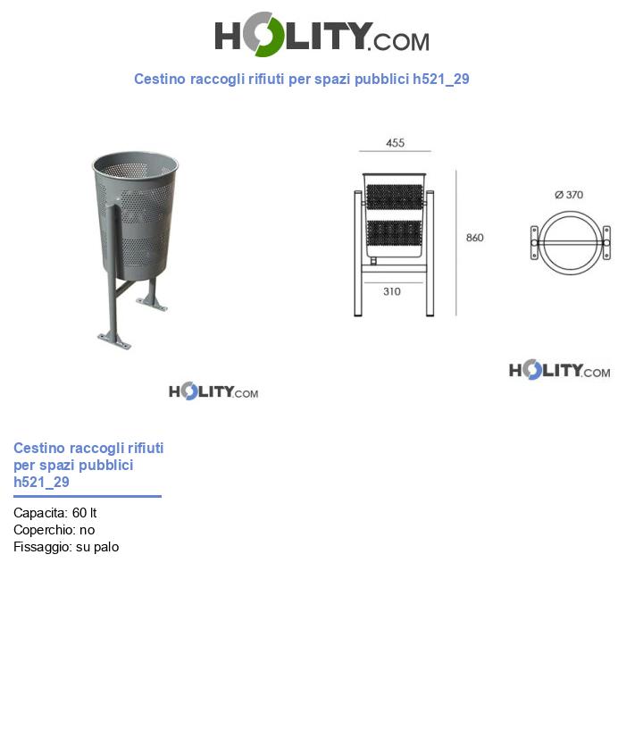 Cestino raccogli rifiuti per spazi pubblici h521_29