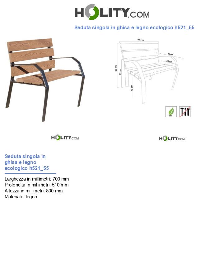 Seduta singola in ghisa e legno ecologico h521_55
