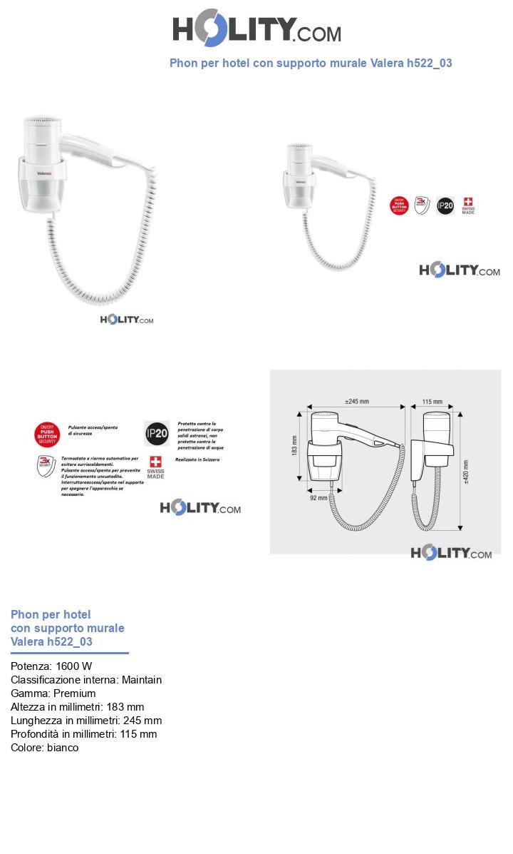 Phon per hotel con supporto murale Valera h522_03