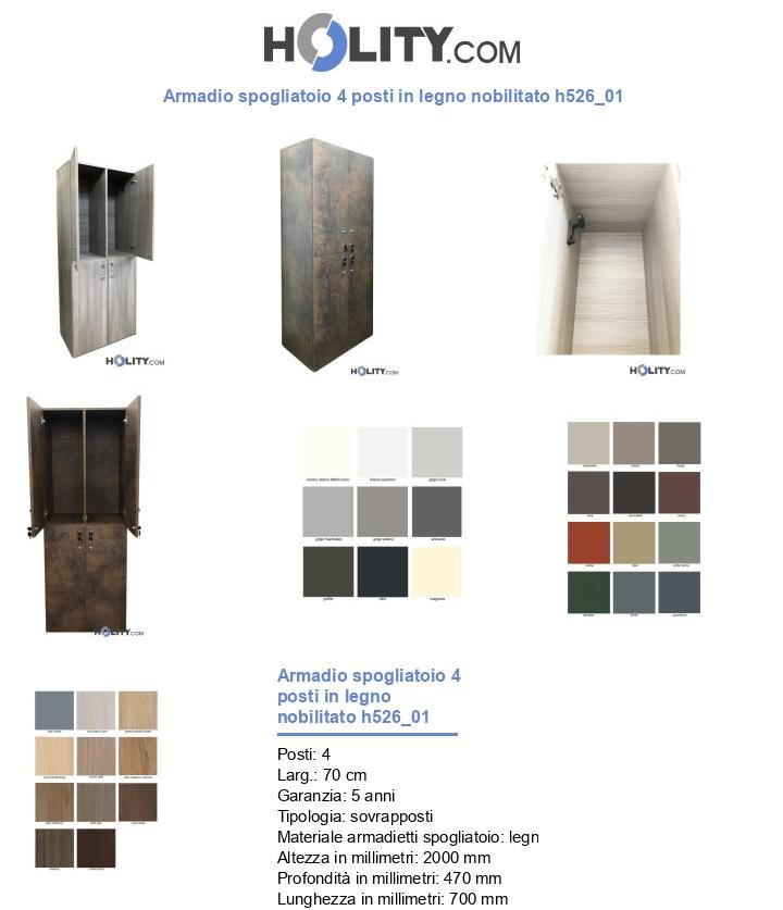 Armadio spogliatoio 4 posti in legno nobilitato h526_01
