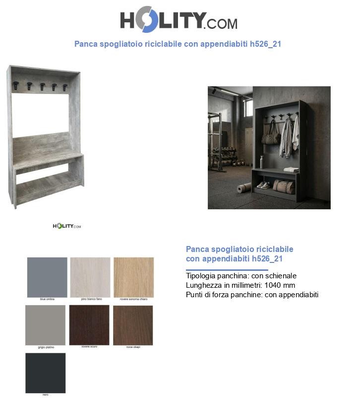 Panca spogliatoio riciclabile con appendiabiti h526_21