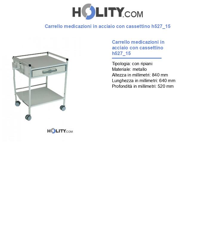 Carrello medicazioni in acciaio con cassettino h527_15