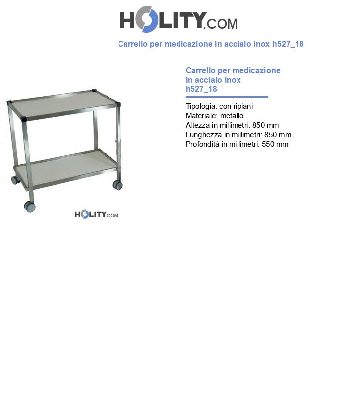 Carrello per medicazione in acciaio inox h527_18