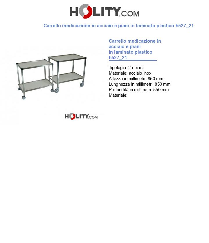 Carrello medicazione in acciaio e piani in laminato plastico h527_21