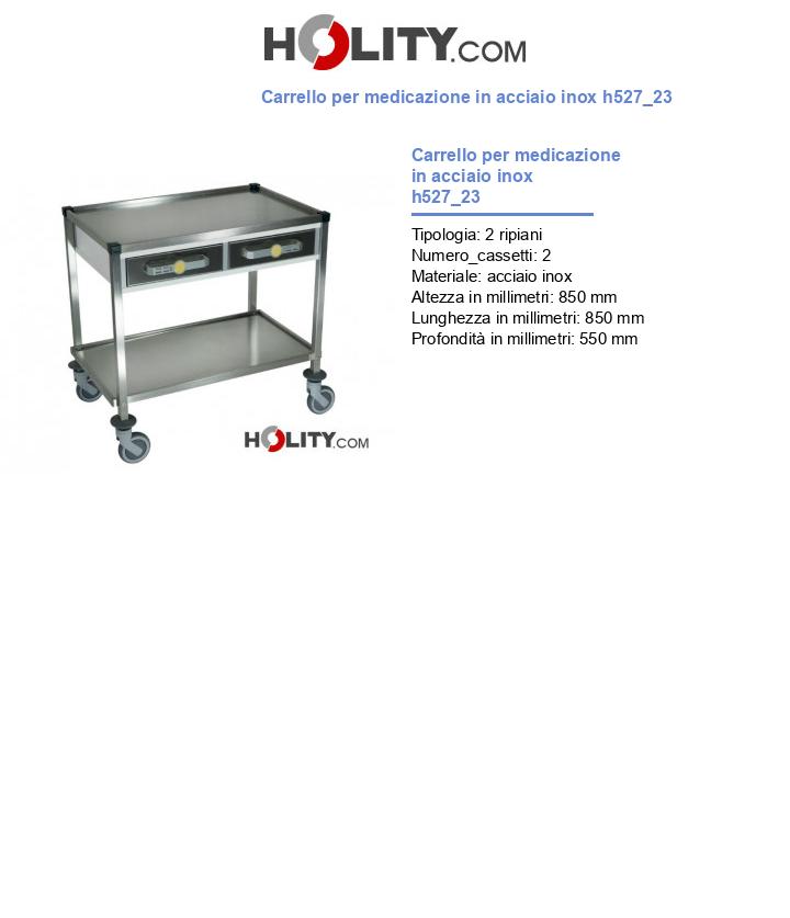 Carrello per medicazione in acciaio inox h527_23