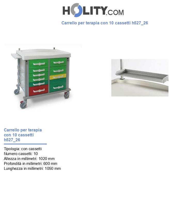 Carrello per terapia con 10 cassetti h527_26