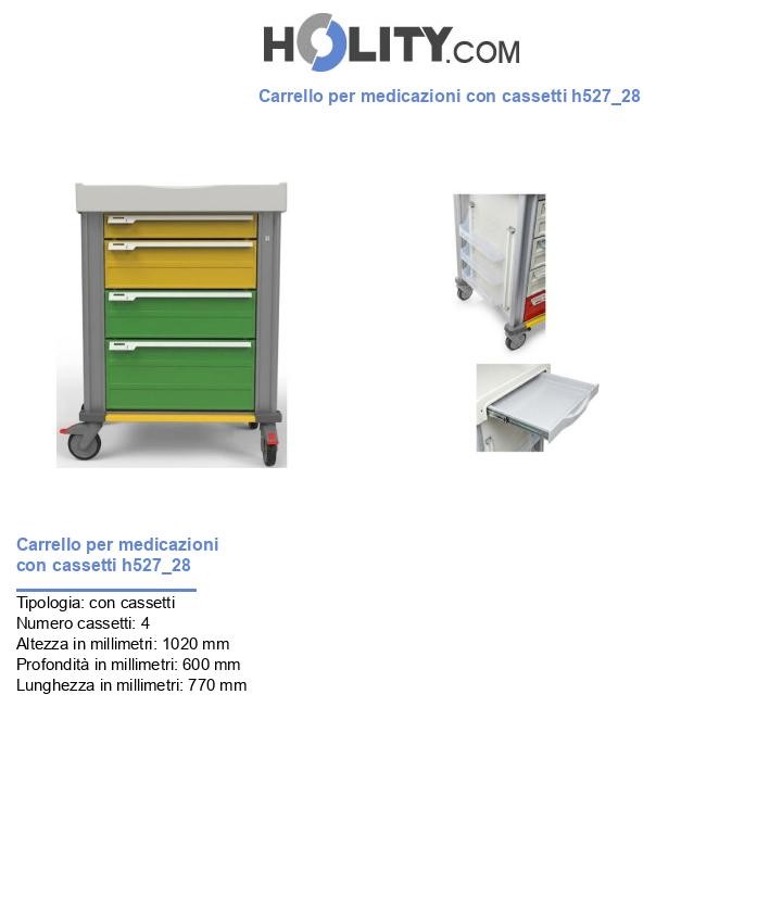 Carrello per medicazioni con cassetti h527_28