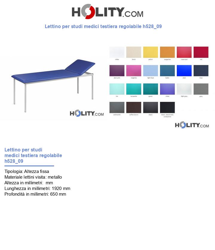 Lettino per studi medici testiera regolabile h528_09