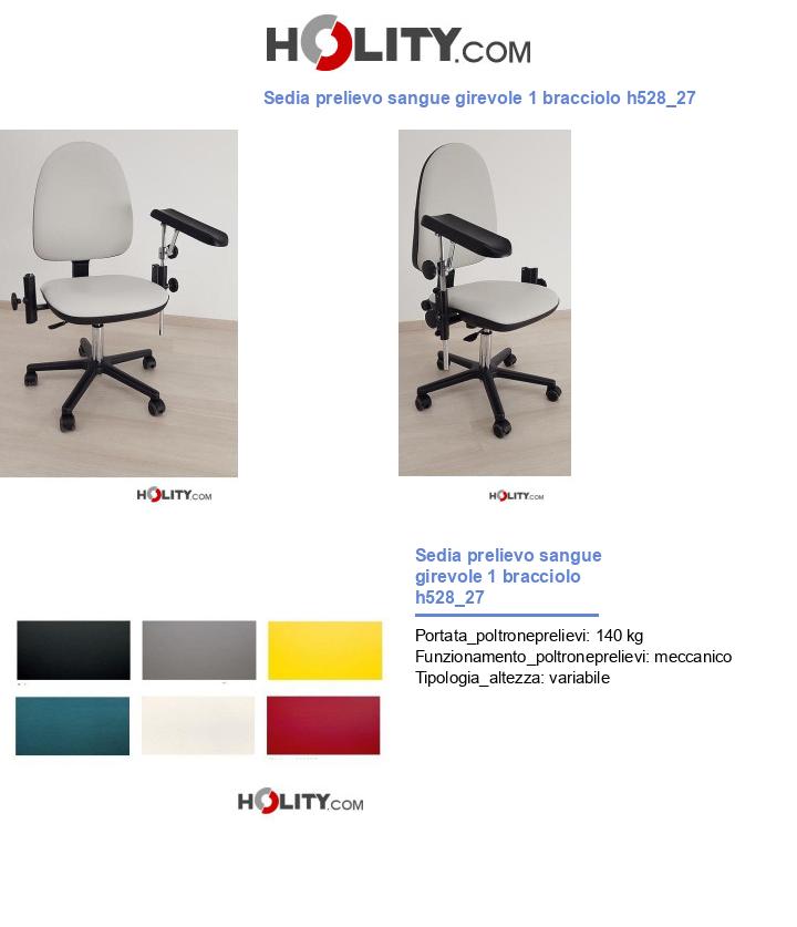 Sedia prelievo sangue girevole 1 bracciolo h528_27