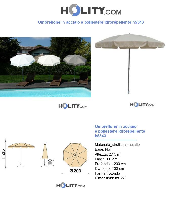 Ombrellone in acciaio e poliestere idrorepellente h5343