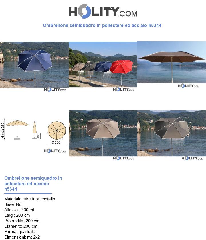 Ombrellone semiquadro in poliestere ed acciaio h5344