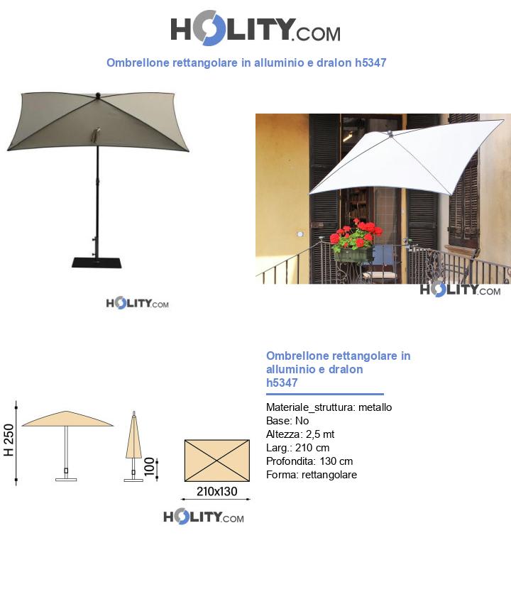 Ombrellone rettangolare in alluminio e dralon h5347