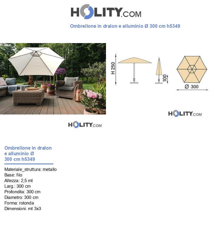 Ombrellone in dralon e alluminio Ø 300 cm h5349