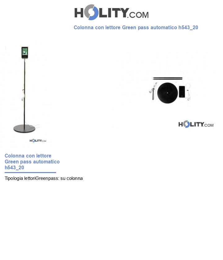 Colonna con lettore Green pass automatico h543_20