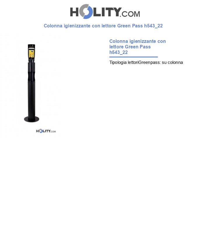 Colonna igienizzante con lettore Green Pass h543_22