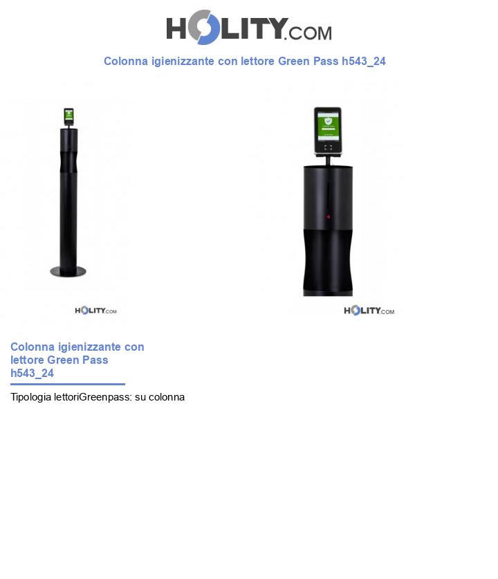 Colonna igienizzante con lettore Green Pass h543_24