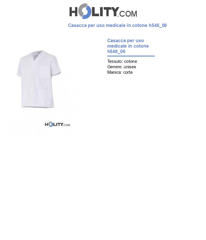 Casacca per uso medicale in cotone h546_06