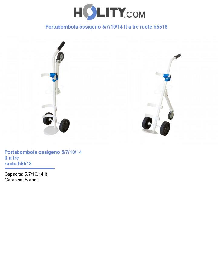 Portabombola ossigeno 5/7/10/14 lt a tre ruote h5518