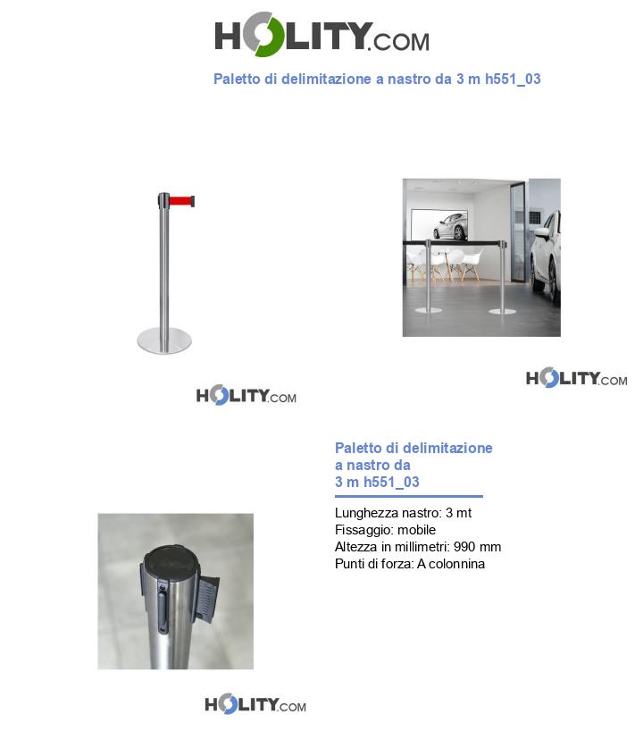 Paletto di delimitazione a nastro da 3 m h551_03