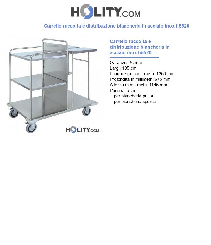 Carrello raccolta e distribuzione biancheria in acciaio inox h5520