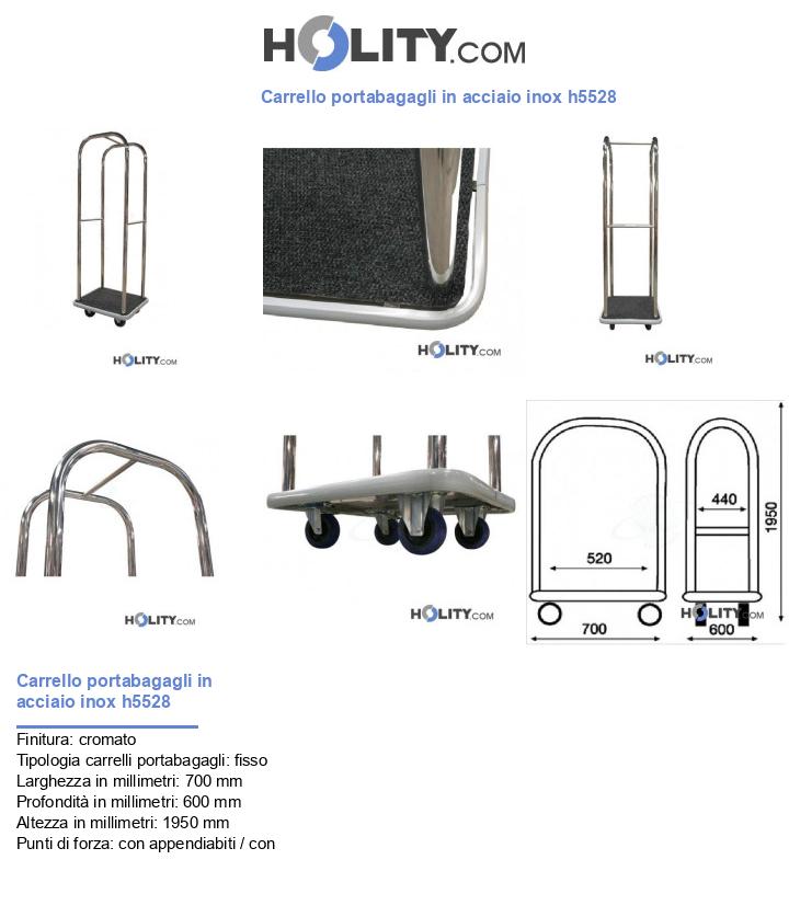 Carrello portabagagli in acciaio inox h5528