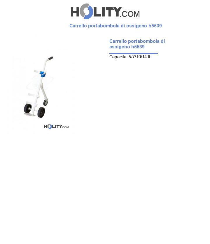 Carrello portabombola di ossigeno h5539