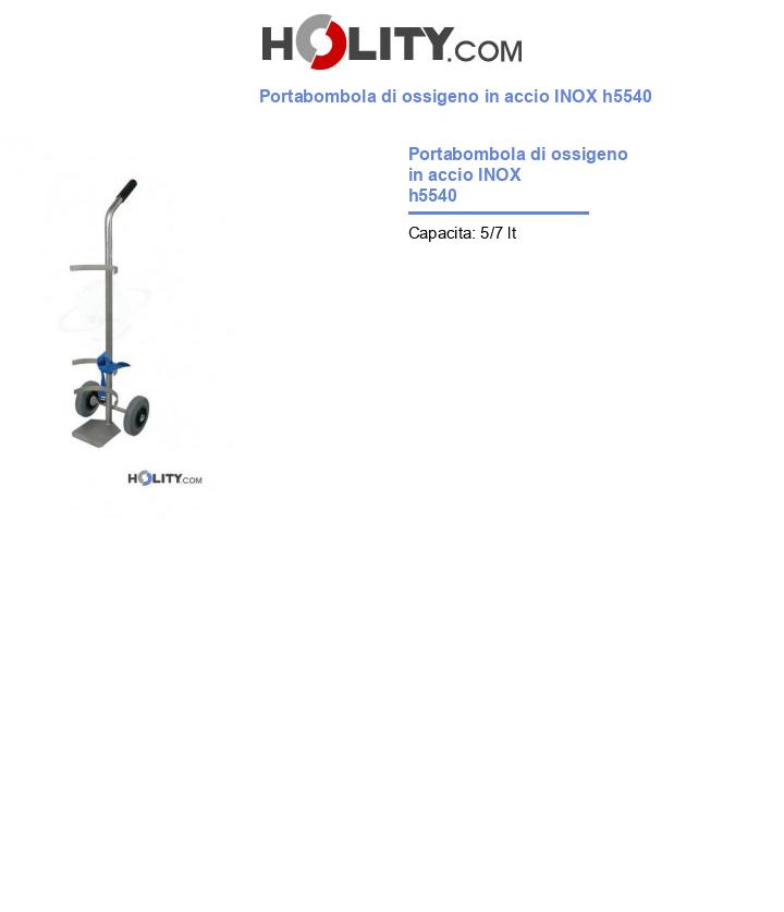 Portabombola di ossigeno in accio INOX h5540