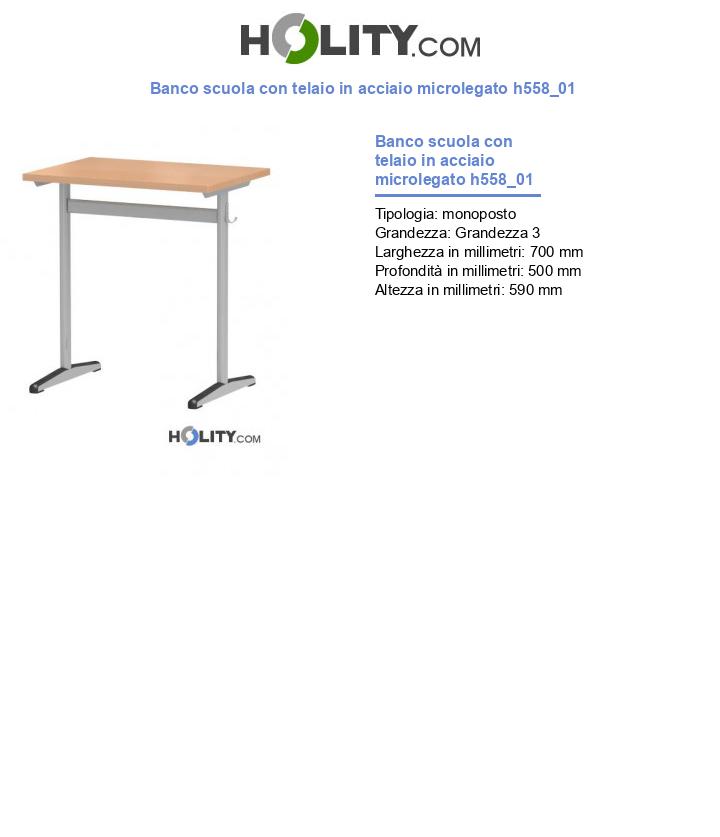 Banco scuola con telaio in acciaio microlegato altezza 59 cm h558_01