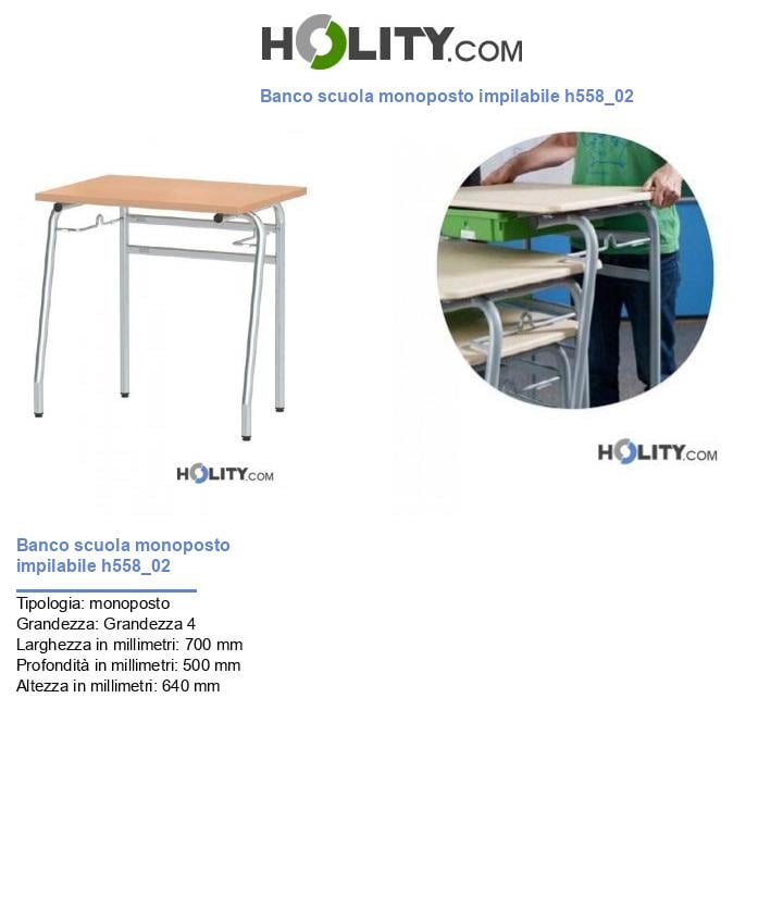 Banco scuola monoposto impilabile altezza 64 cm h558_02