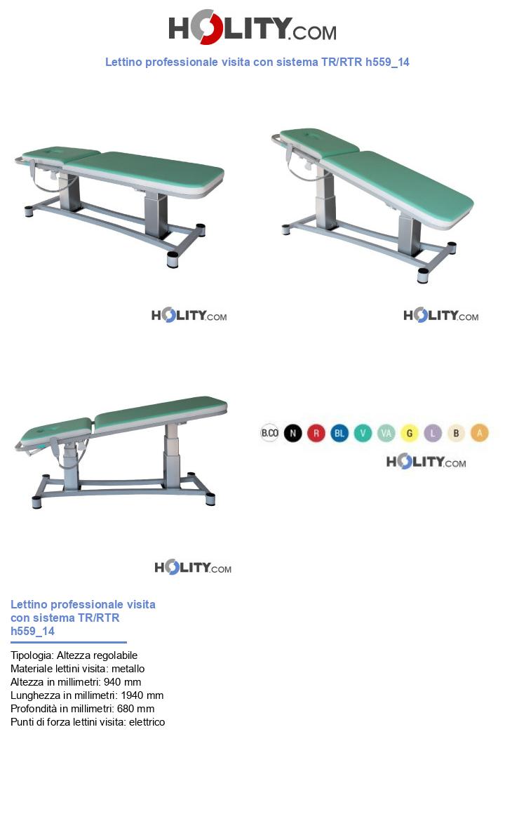 Lettino professionale visita con sistema TR/RTR h559_14